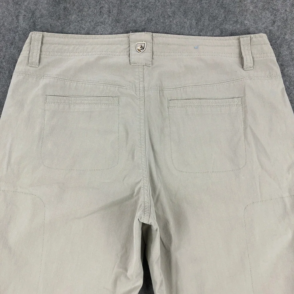 Kuhl Womens Hiking Pants 10 Regular Beige Spire Roll-Up Pant Mid Rise Zip Pocket